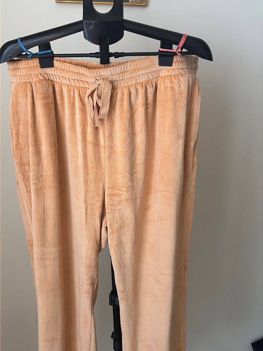NWT New York & Company Peach Ribbed Velour Jogger Lounge Pants Womens XL